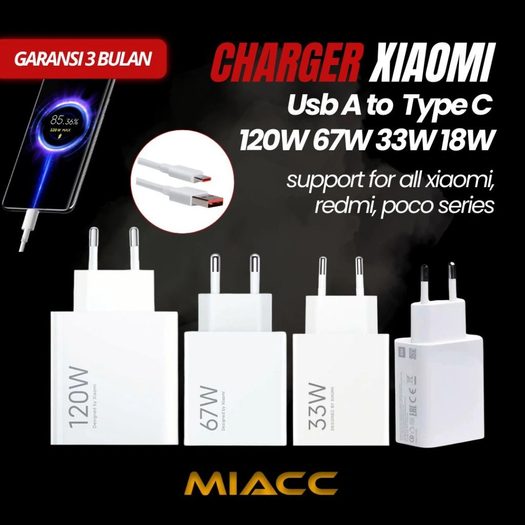 CHARGER XIAOMI REDMI POCO USB TYPE C 33W 67W 120W MAX TURBO FAST CHARGING HYPER CHARGE