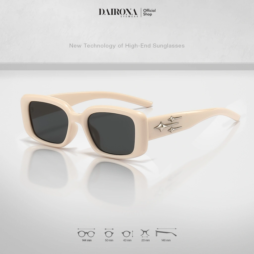 Dairona Eyewear Kacamata Hitam Cat Eye Sunglasses Fashion Korean Style Terbaru Pria Wanita UV400 Polarized Anti Silau TR-90 2333
