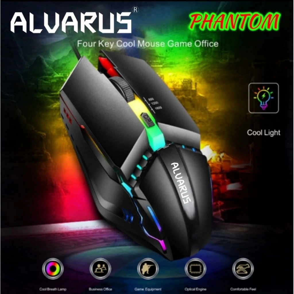 ALVARUS MOUSE HANDPHONE, TABLET, PC LAPTOP DVR SMART TV GARANSI RESMI ALVARUS MOUSE GAMING