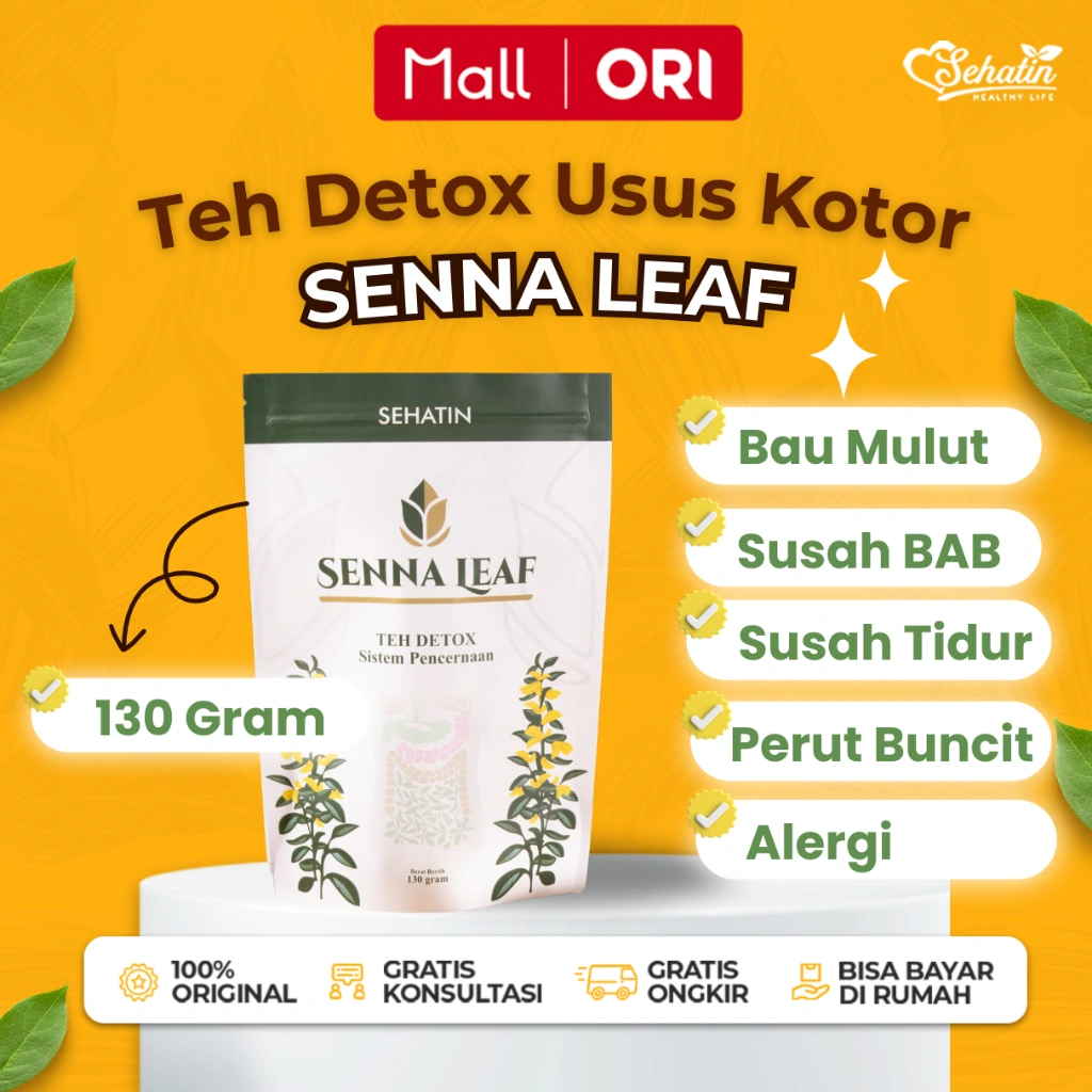Sehatin Teh Senna Leaf Superfood 130gr - Detox Usus Kotor Teh Daun Senna Diet