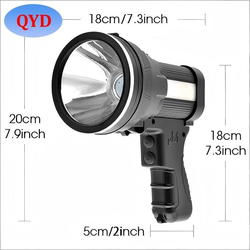 QYD KM953 Senter Led Super Terang Dengan Lampu Samping 60 watt IPx4 Tahan air Senter Bentuk L Flashlight