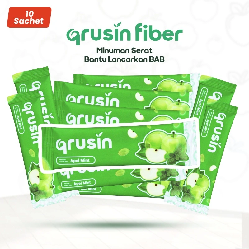 Qrusin Fiber Minuman Serat Suplemen Diet Detox Pelangsing Penurun Berat Badan 10 Sachet
