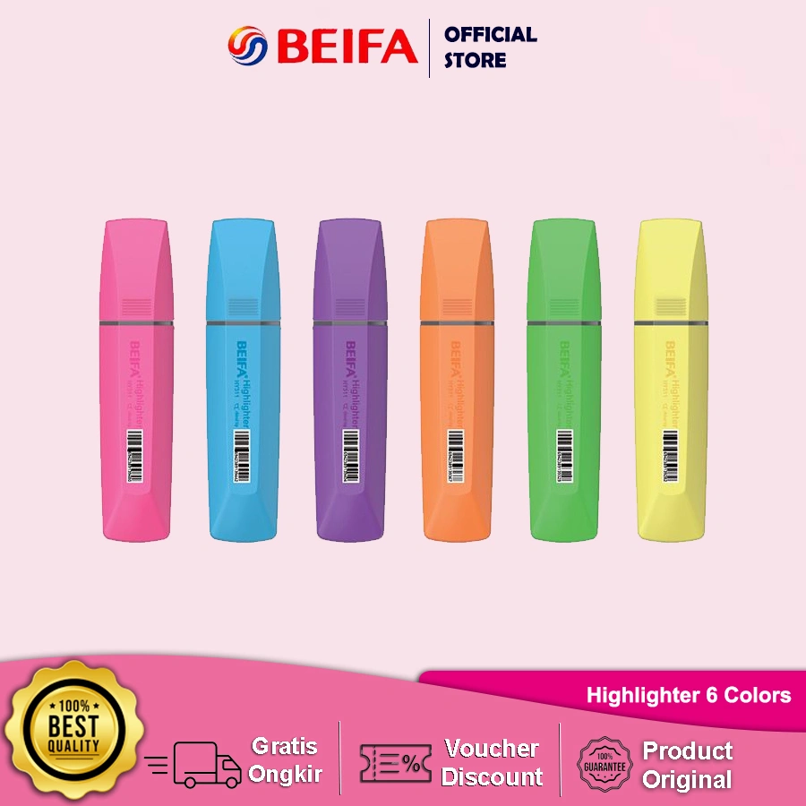 Beifa Highlighter HY511 - Stabilo Warna Cerah Original Terbaik