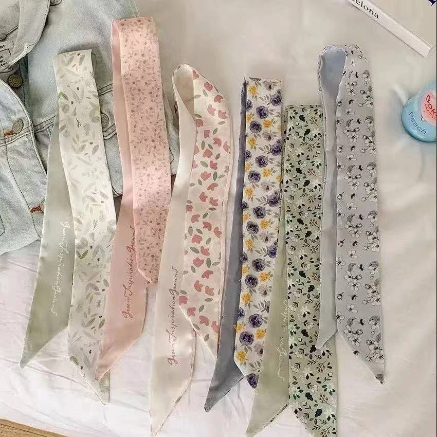KOREAN TWILLY MOTIF BUNGA SILK SATIN SCARF BAG SHAWL RIBBON STYLE BASIC FLOWER SOFT PASTEL HAIR NECK/ PITA SYAL TAS KOREA RAMBUT LEHER TANGAN WANITA MODEL DESAIN VINTAGE RETRO SATIN MATERIAL MINI FASHION BANDANA KATUN SUTRA DASI POLOS SELENDANG