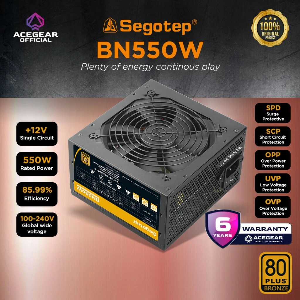 SEGOTEP BN550W (550W 80PLUS BRONZE PSU Flat Cable Non Modular)
