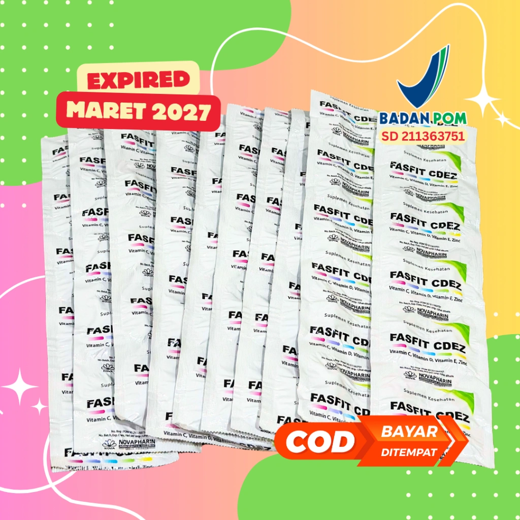 FASFIT CDEZ ECERAN 1 strip ( 10 KAPLET ) / Multivitamin / Vitamin C,D,E,Z / Sumplemen Kesehatan / NOVAPHARIN