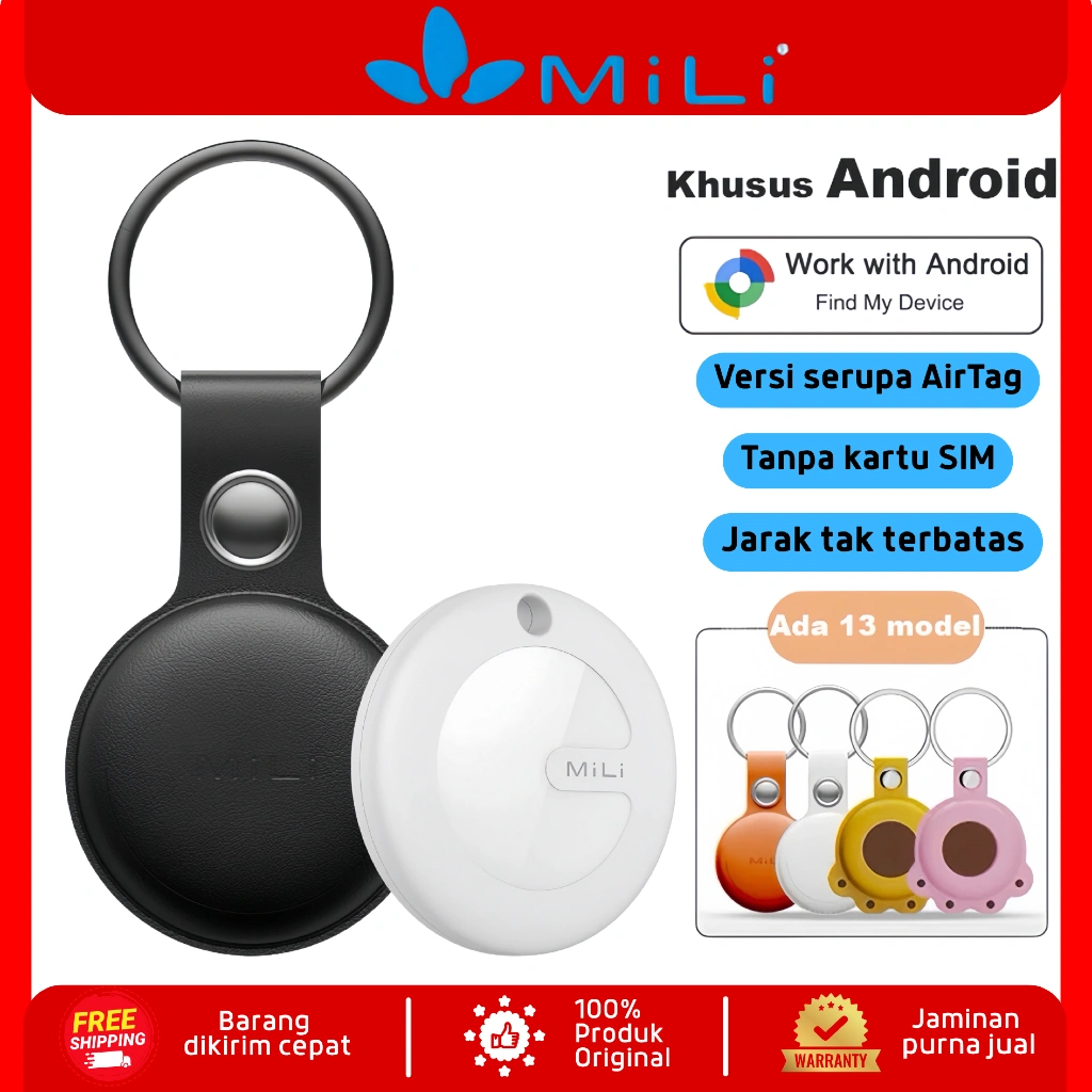 MiLi MiTag GPS Mini - Anti Lost Smart Tag, Pencari Kunci & Barang untuk Android - Ringan Praktis