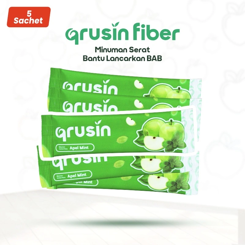 Qrusin Fiber Minuman Serat Suplemen Diet Detox Pelangsing Penurun Berat Badan 5 Sachet
