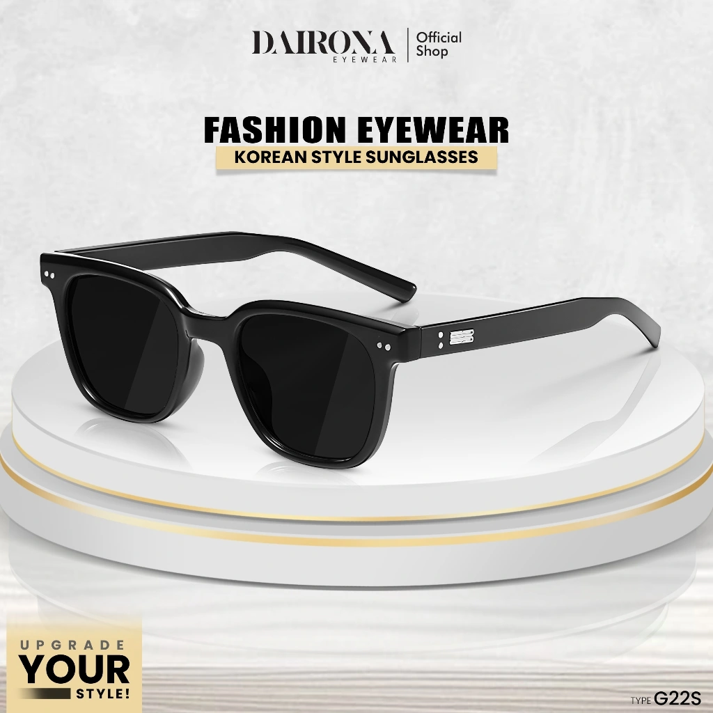 Dairona Eyewear Kacamata Hitam Trendy Sunglasses Fashionable Pria Wanita Terbaru UV400 Polarized Anti Silau Bentuk Kotak TR-90 G22s