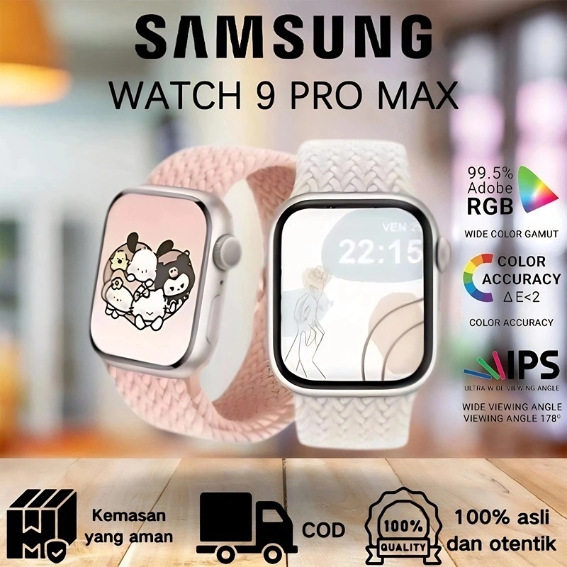 【100% Original】Samsung Watch 9 Pro Max Smart Watch 2.2 Inci Layar Sentuh SmartWatch Wanita Pria  Bluetooth Phone  IP68 Waterproof NFC Wireless Charge Watch Series 9 Max Jam Tangan Wanita Olahraga Jam smartwatch Jam Tangan Couple Pemantauan Kesehatan