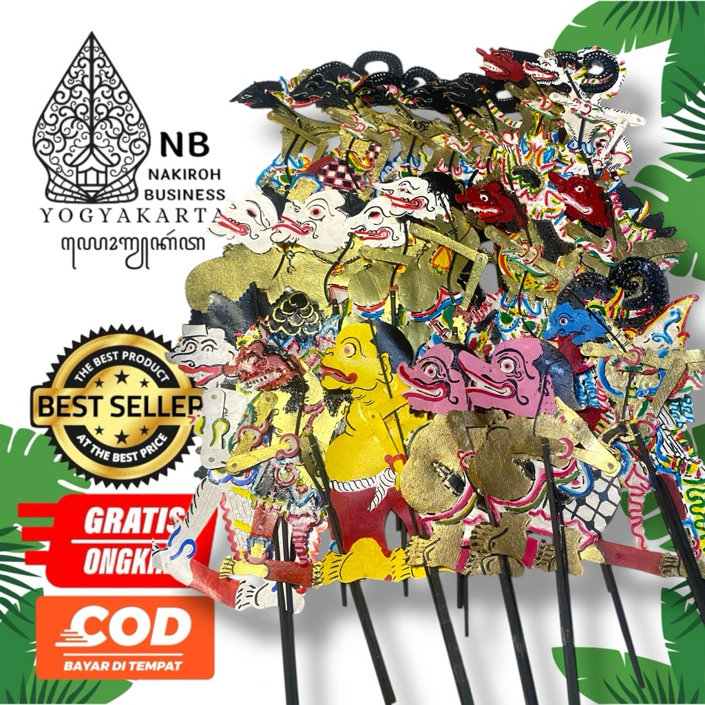 NAKIROHBUSINESS Wayang Kulit ASLI Mini Ukuran 30cm / PAKET WAYANG Mini Asli Kulit Sapi Tebal Segala Tokoh