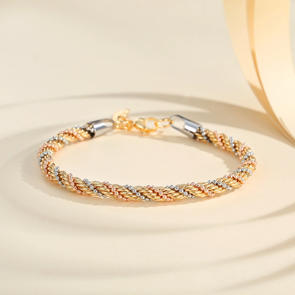 Lanme Jewelry Gelang Desainer Berlapis Emas Anti Luntur Stainless Steel Aksesoris Perhiasan Fashion Wanita Dewasa LM733