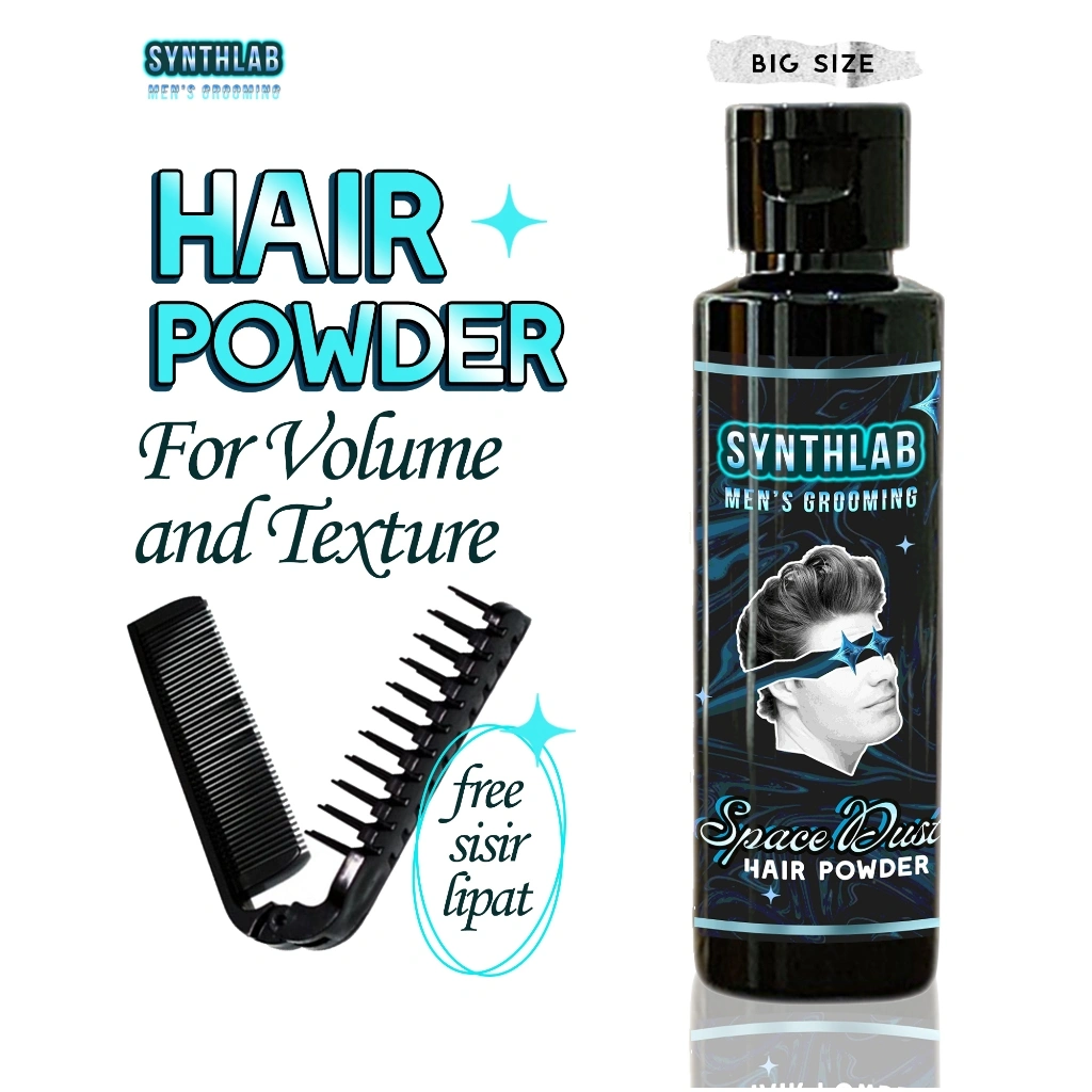 Hair Powder Clay Pomade Bubuk 15gr – Styling Rambut Pria Tahan Lama by Synthlab