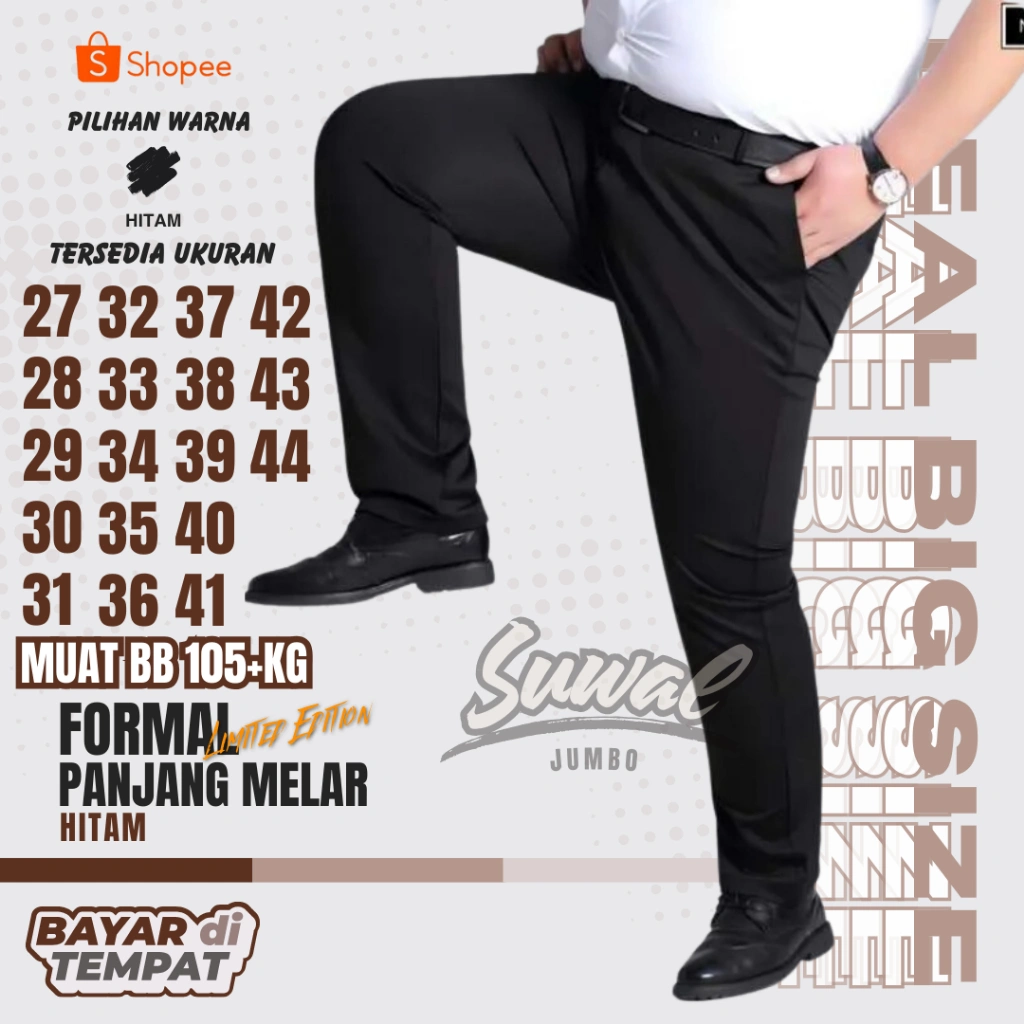 Celana Panjang Kerja Formal Jumbo Slimfit Big Size 27-44