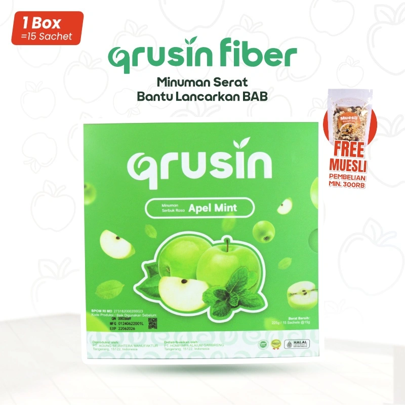 Qrusin Fiber Minuman Serat Suplemen Diet Detox Pelangsing Penurun Berat Badan