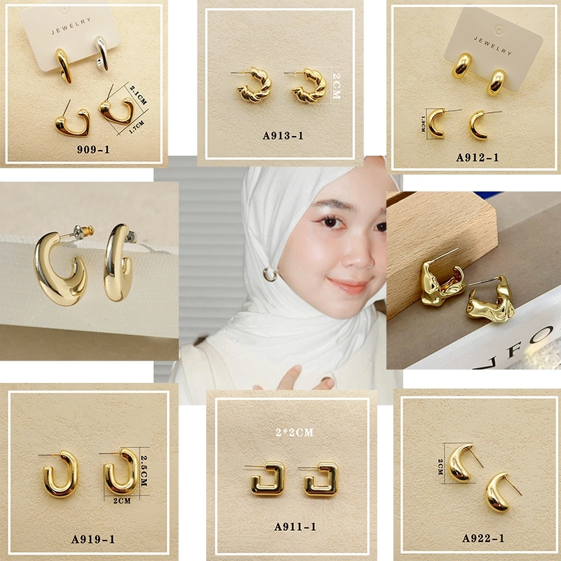 Anting hijab setengah bulat/anting 925/titanium perak/perhiasan anting sederhana