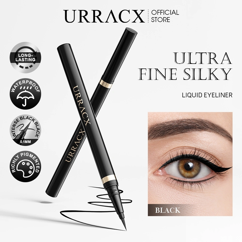 URRACX Liquid Eyeliner Pensil Waterproof Tahan Lama High Pigmented Tidak Iritasi Smudgeproof Quick Dry Hitam Eyeliner Tipis Dan Kokoh Eye Make Up