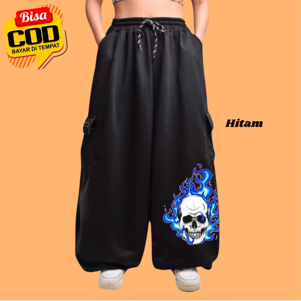 Synthesis Expertise Celana Baggy Fleece Balon Pants Motif Tenkorak Style Korean Top Lokal Bandung Distro BBrand New Star Co Ukuran M-L-XL-XXL