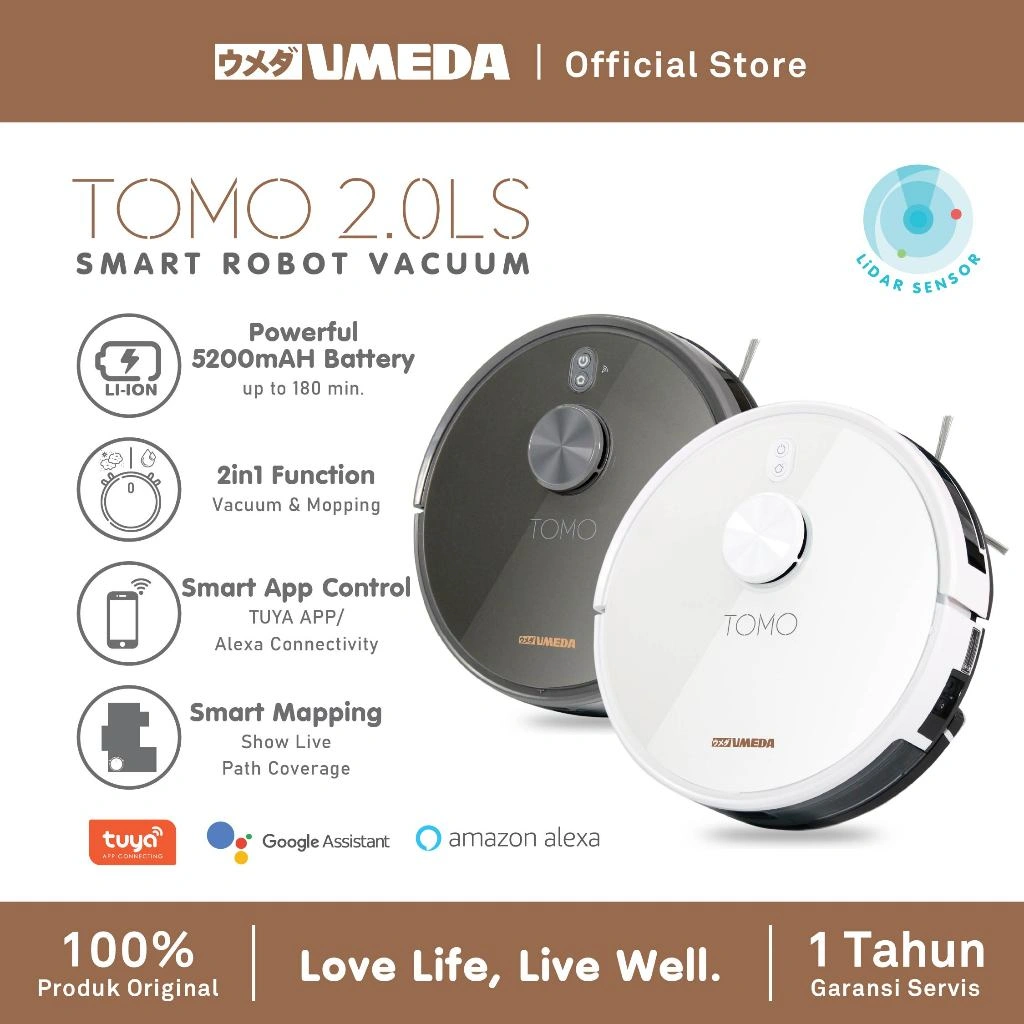 Umeda Tomo 2.0LS Robot Vacuum Cleaner and Mop (Sapu Pel Vakum Debu)