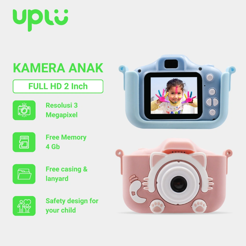 UPLU Kamera Anak Mini Digital Layar HD 3 Megapixel Kids Camera Child Toys for Birthday Gift