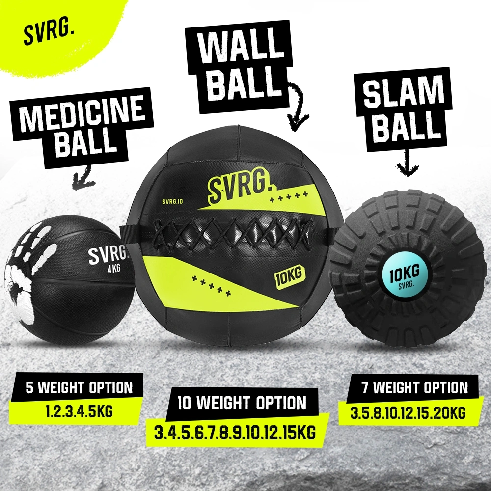 Medicine Toning Slam Wall Ball 1kg 1.5kg 2kg 3kg 4kg 5kg 6kg 7kg 8kg 9kg 10kg 12kg 15kg 20kg - SVRG - Ball Bounce Alat Olahraga Gym Fitness