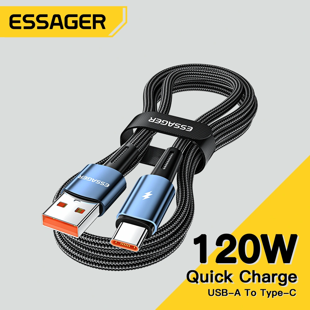 Essager 120W Kabel Data Type C Xiaomi Turbo Charger Aable 6A Fast Charging USB A To Type C For Redmi Black Shark Mobile Phone