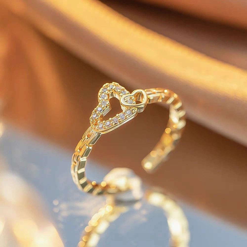 Cincin Titanium Lapis Emas Cincin Wanita Cincin Berlian Cincin Anti Karat Anti Luntur Cincin Emas