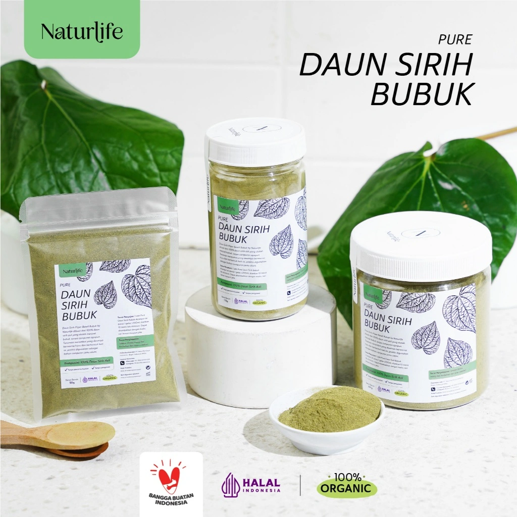 NATURLIFE DAUN SIRIH BUBUK ORIGINAL 100% MURNI ORGANIK TANPA CAMPURAN APAPUN / MINUMAN JAMU TRADISIONAL / PURE SIRIH BUBUK ALAMI / SIRIH ORI ASLI / 50G 135G 250G / SERBUK HERBAL KESEHATAN / MSH / BEORGANIK / NUTRIFARM / ESSENLI