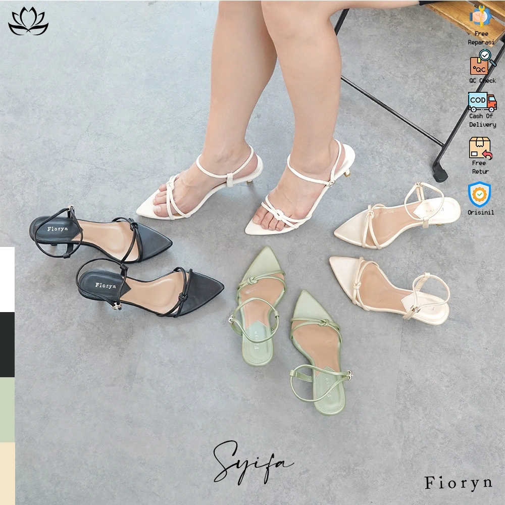 Fioryn - Syifa Sandal Wanita Ankle strap Hak Lancip / Kitten Heels 5 cm