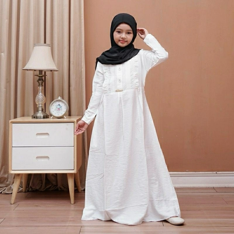 Gamis Anak Muslimah Sari Dres Bahan Polo Linen Keringkle Airflow Feremium Fashion Muslimah Baju Anak tanggung Perempuan