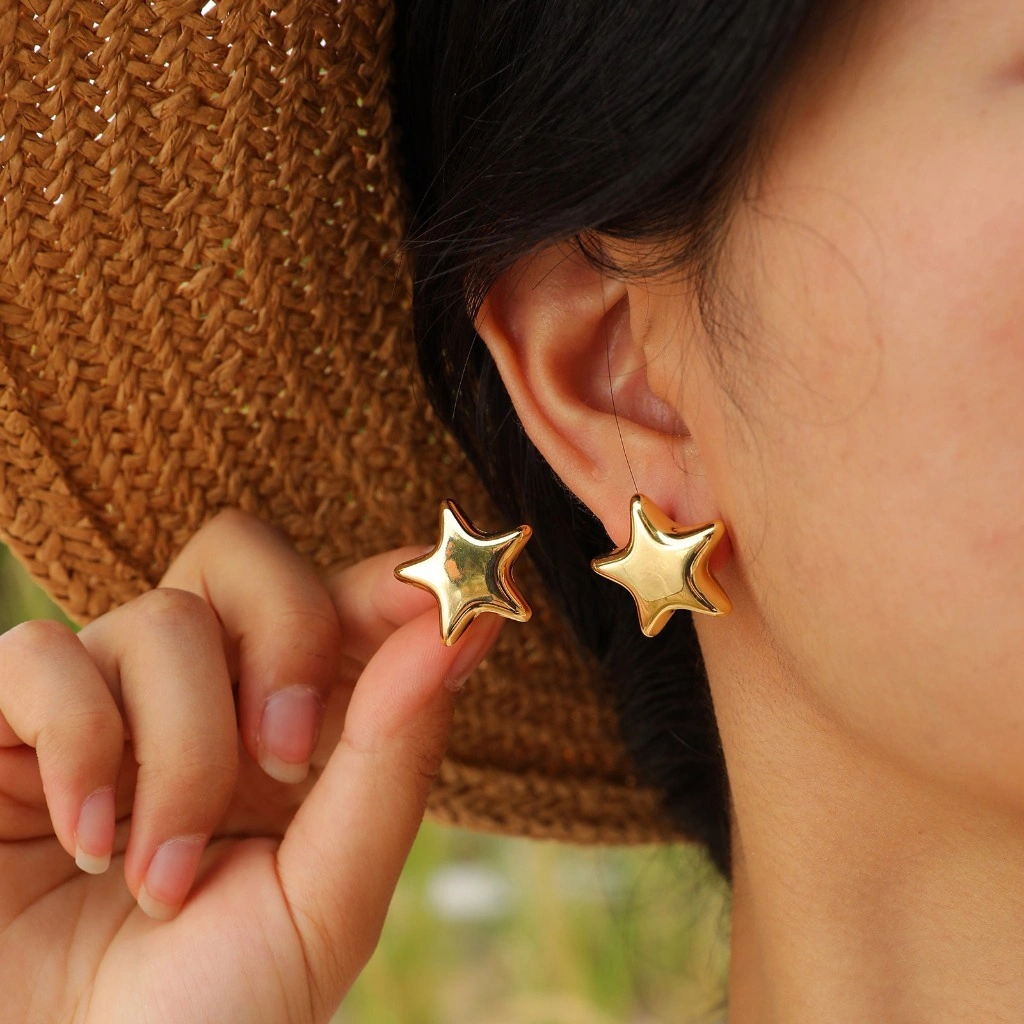 Anting-anting sederhana bergaya Korea, anting-anting mode, anting-anting bintang berujung lima, anting-anting jilbab wanita