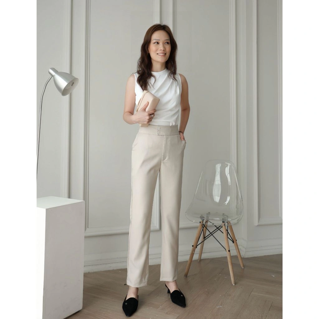 [KANAVIE] Vayla Pants Celana Panjang Basic Highwaist Straight Pants Slim Wanita Celana Kantor HW Bawahan