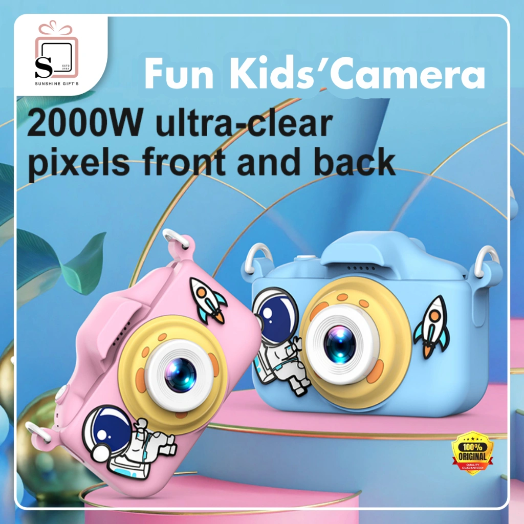 kamera ganda  anak-anak astronot Spaceman Digital mengambil foto 2 inci Mini Digital lucu untuk kamera anak-anak