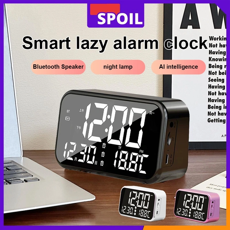 SPOIL Speaker Bluetooth 5.0 Jam Alarm LED Display Ultra Bass /Jam Meja/Digital SMART ALARM CLOCK/Suhu Digital/Garansi Resmi