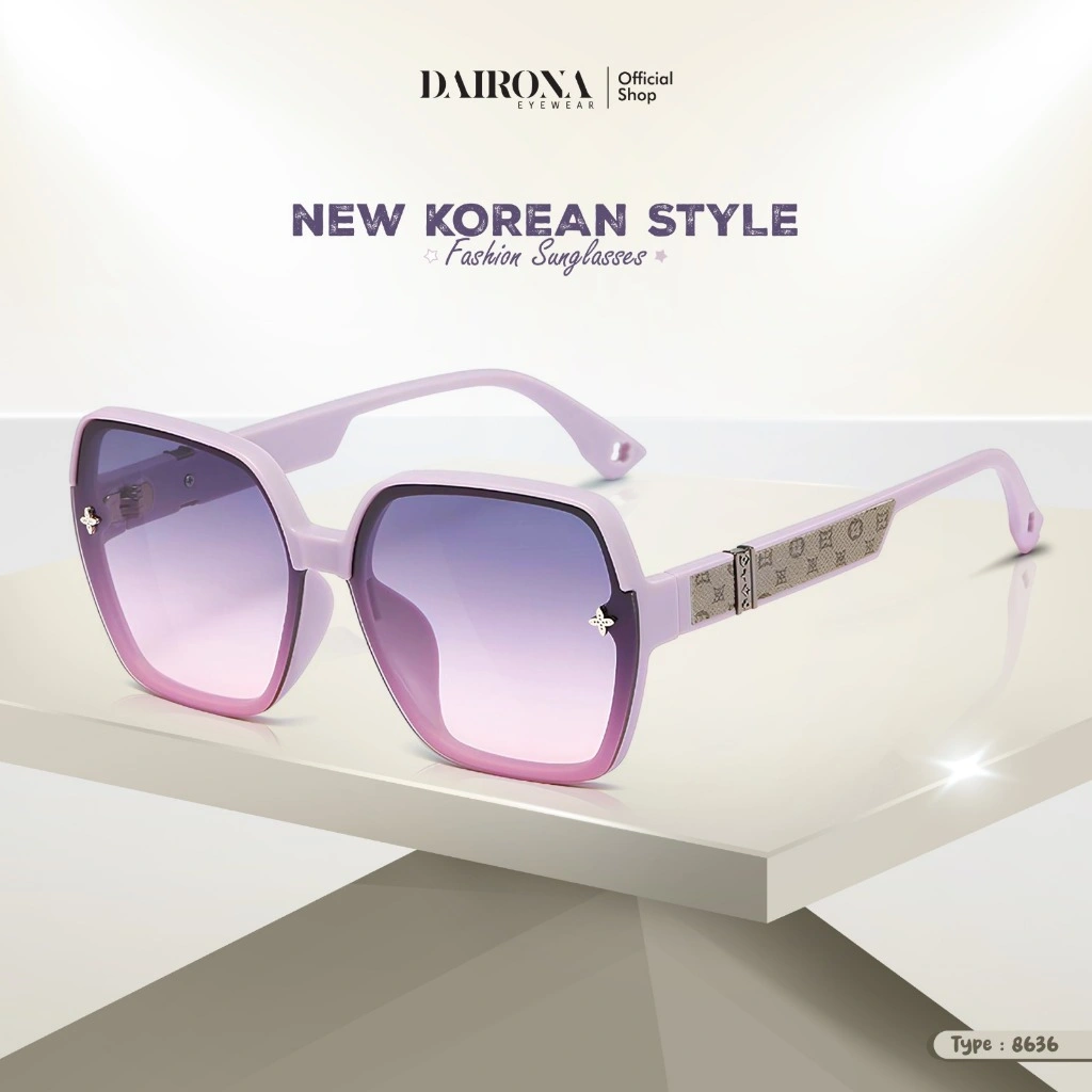 Dairona Eyewear Kacamata Hitam Wanita Polarized Fashionable Bingkai Besar Anti Silau TR-90 + PC TR-90 8636