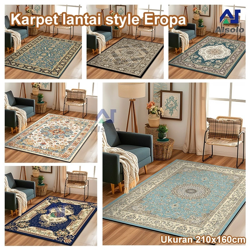 Alsolo Tikar Karpet ruang Tamu Uk 210 x 160cm/Karpet Lantai Ruang Tamu Karpet Eropa Karpet Aesthetic Anti Slip/Karpet Lantai Eropa Style /Karpet Turkey Bermotif