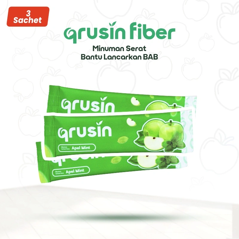 Qrusin Fiber Minuman Serat Suplemen Diet Detox Pelangsing Penurun Berat Badan 3 Sachet