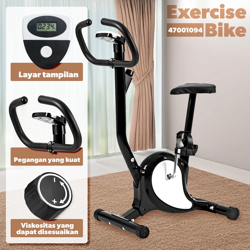 HTD SPORT Sepeda Statis Alat Fitness Exercise Bike Resistensi Adjustable Anti Slip Dukung hingga 150KG