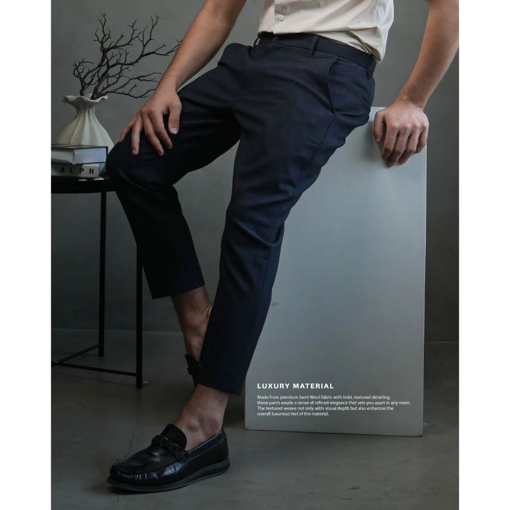 Samase Sirwal Office Ankle Pants I003 Semi Wool Stretch