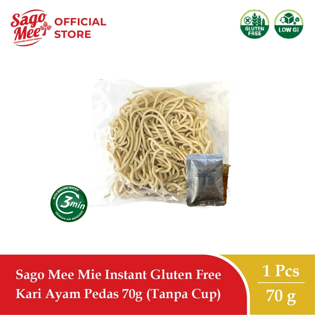 Sago Mee Gluten Free Mie Instan Rasa Kari Ayam Pedas 70g (Tanpa Cup)