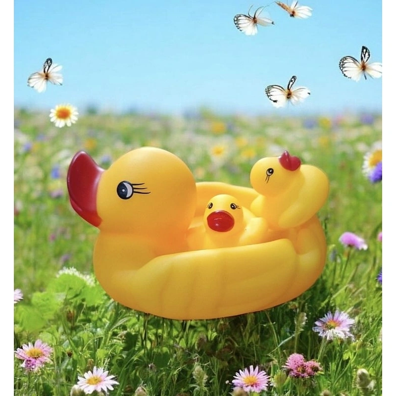 Mainan Anak Vinyl Karet Cit Cit seri Bebek Induk dan Anak Jala