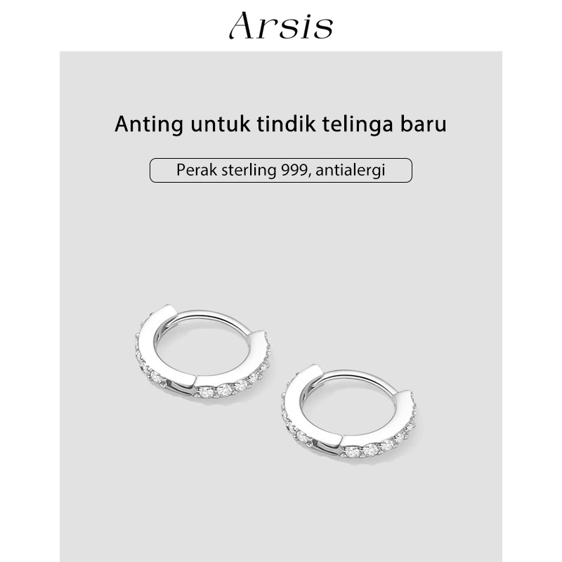 ARSIS Anting bulat zirkon perak Wanita Desain kelas atas Gaya sederhana Perangai Minimalis