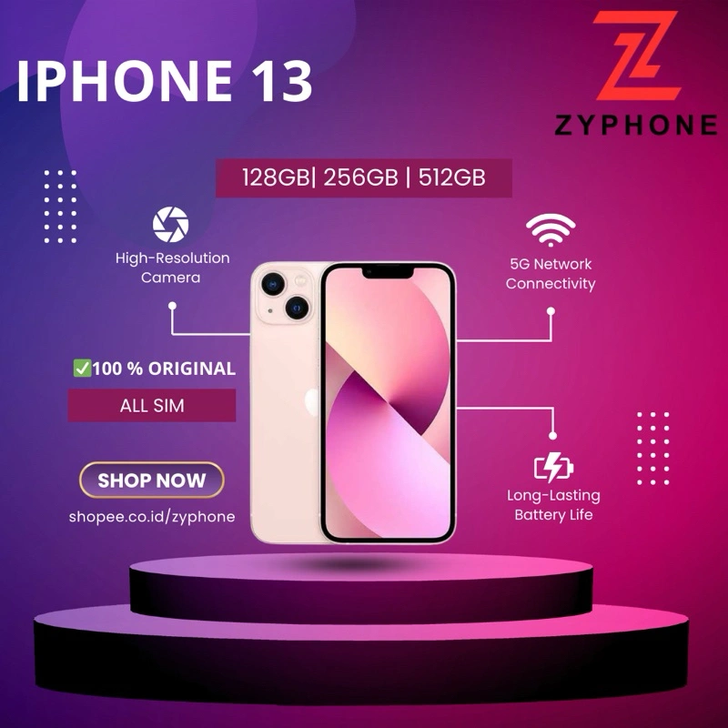 ZYPHONE iPhone 13 64GB/128GB/256GB Second Ori Mulus Fullset
