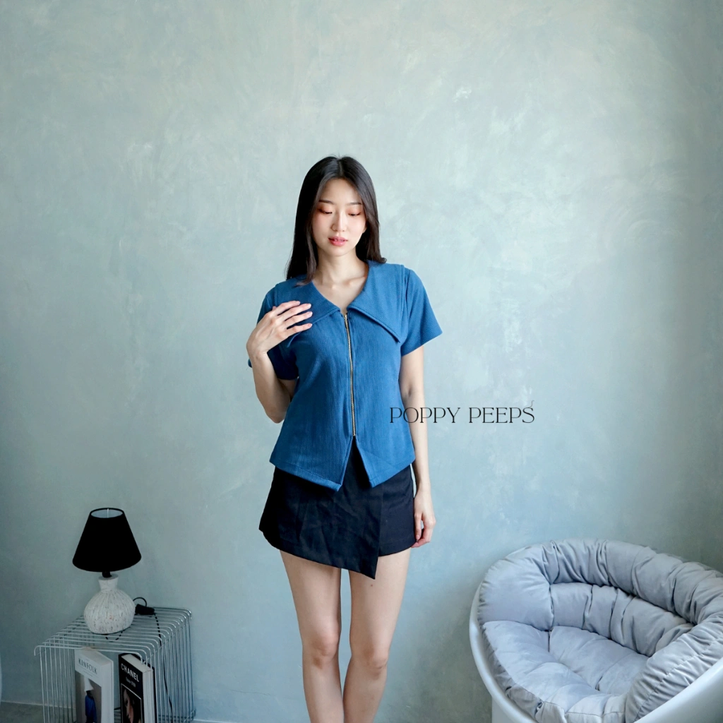 [ Poppypeeps ] ROSIE TOP / Top Zipper Knit / Atasan Rajut Wanita