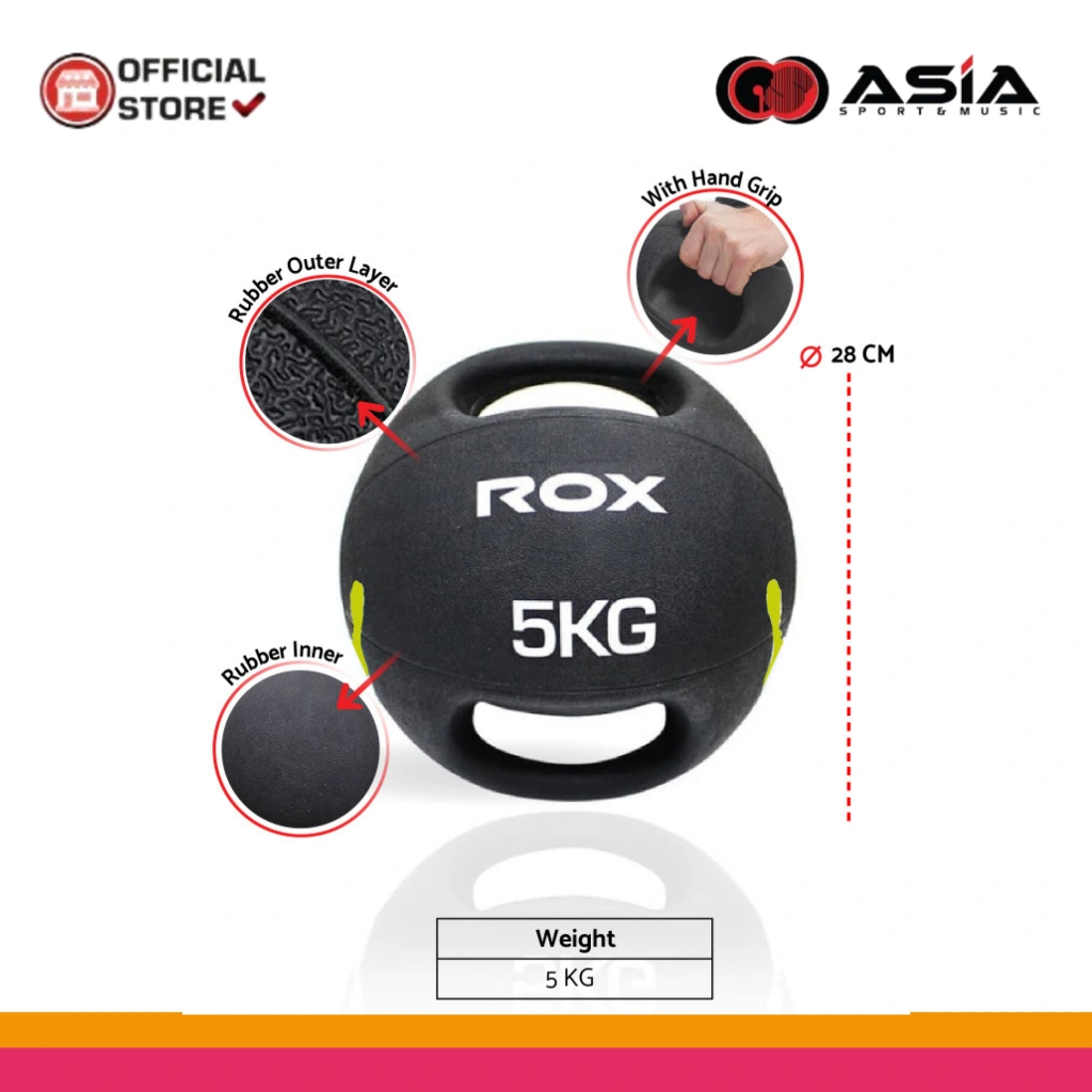Medicine Ball Rox RMB-103 5kg With Handle I Bola Fitness I Bola