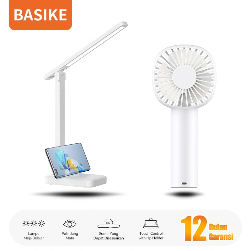 [HOT]BASIKE Lampu Belajar Meja LED Eye Protection Mode sentuh Rechargeable Lamp LED Adjustable Angle