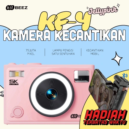 KiTBEEZ KF-4 JellyPink Kamera Digital WiFi 75MP 5K 18X Adjustable Fill Light 1300mAh Selfie Kamera
