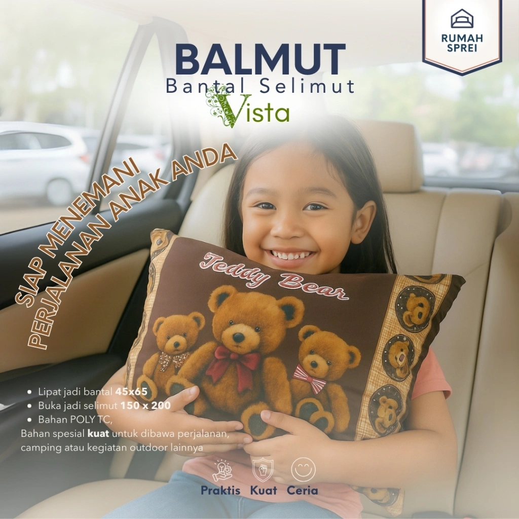 BALMUT Anak 2in1 – Bantal Selimut Bed Cover Tahan Banting | 45x65 / 150x200 - VISTA