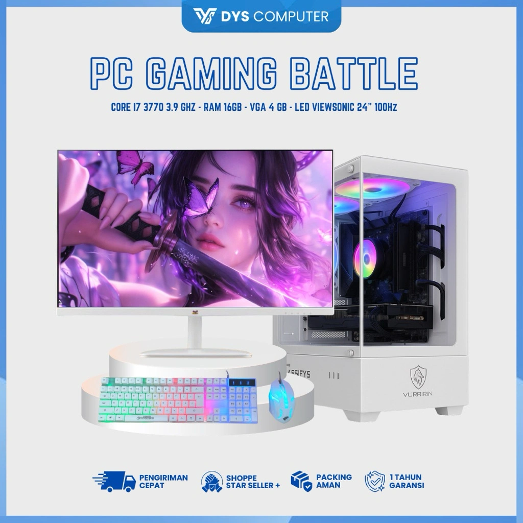 PC I7 Fullset Gaming Editing I7 / 16GB / 500GB / SSD LED 24" 100Hz Full HD Battle