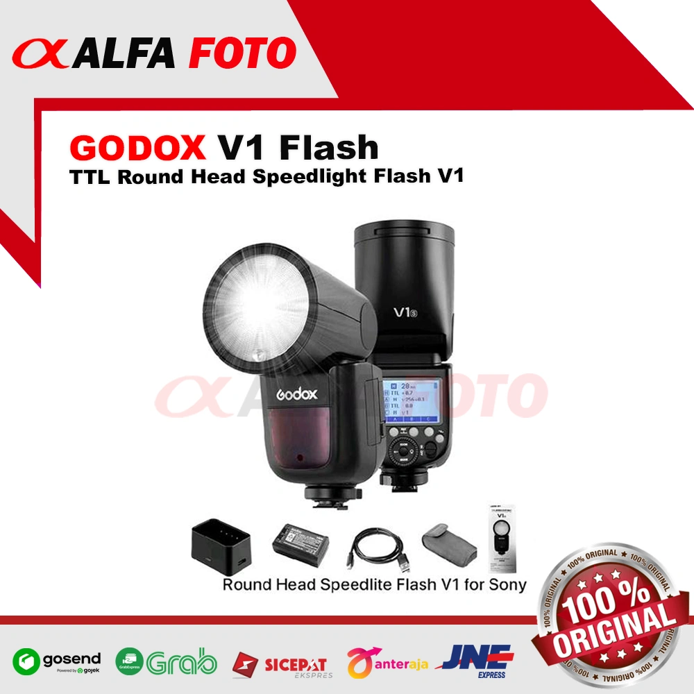 Godox V1 Flash Kit Speedlite Lampu Strobis Lighting Studio Sony Canon